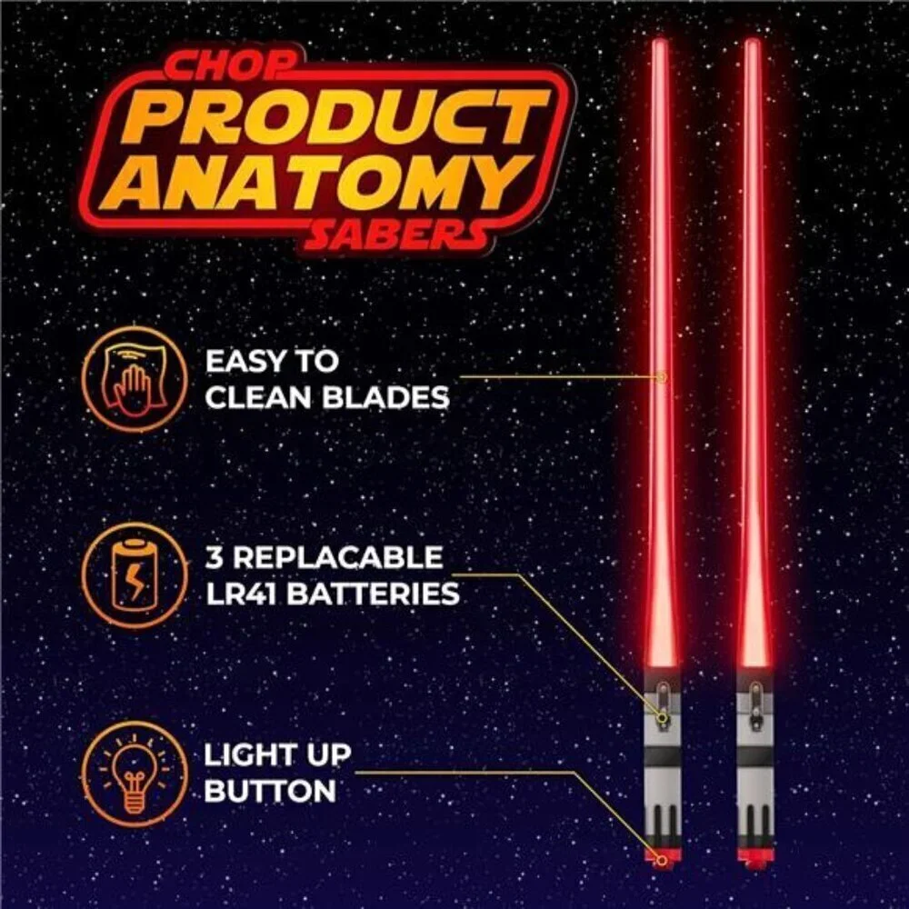 Light Sabert Chop Sticks LED Glowing Reusable Sushi Noodles Chinese  Red